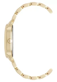 Quartz Oval Gold-tone Metal Alloy Link Bracelet Watch