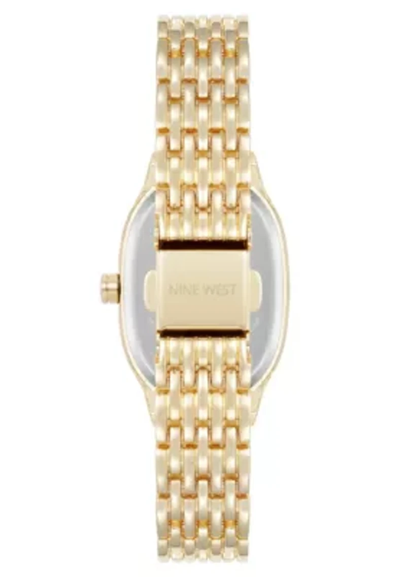 Quartz Oval Gold-tone Metal Alloy Link Bracelet Watch