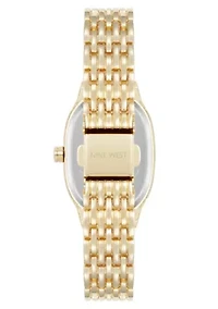 Quartz Oval Gold-tone Metal Alloy Link Bracelet Watch