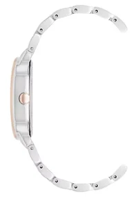 Quartz Oval Two-tone Metal Alloy Link Bracelet Watch