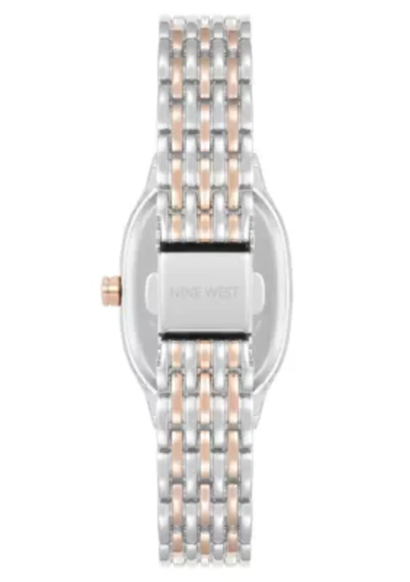 Quartz Oval Two-tone Metal Alloy Link Bracelet Watch