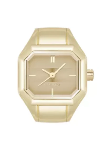 Nine West Women's Quartz Iconic Tan and Gold-Tone Metal Alloy Ring Watch, 22mm