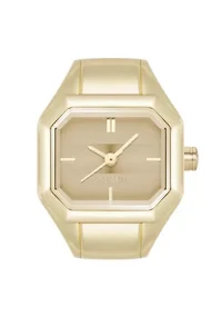 Nine West Women's Quartz Iconic Tan and Gold-Tone Metal Alloy Ring Watch, 22mm