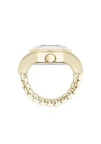 Nine West Women's Quartz Iconic Tan and Gold-Tone Metal Alloy Ring Watch, 22mm