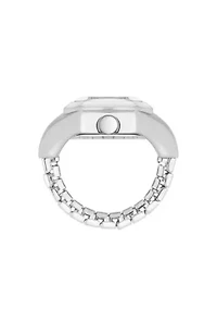 Nine West Women's Quartz Iconic Pink and Silver-Tone Metal Alloy Ring Watch, 22mm