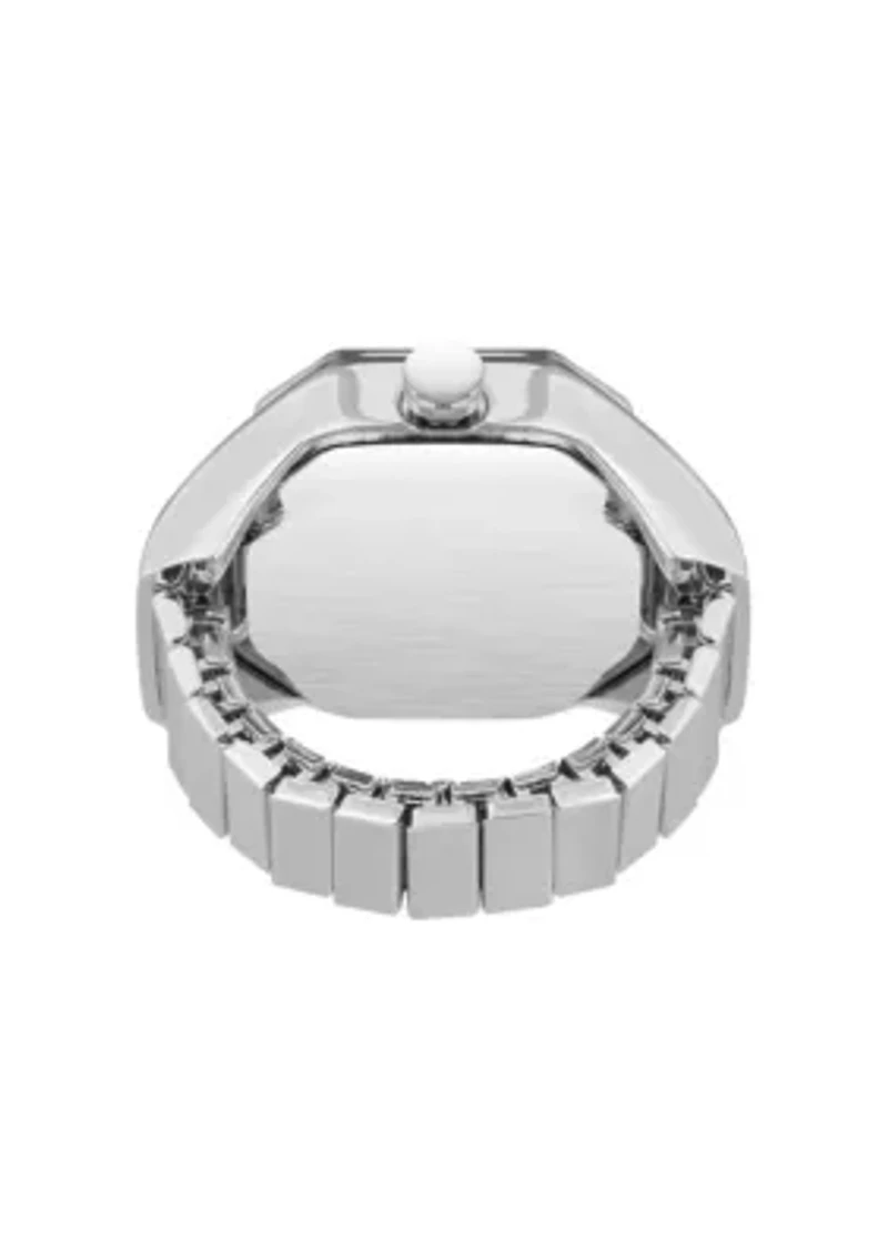 Nine West Women's Quartz Iconic Pink and Silver-Tone Metal Alloy Ring Watch, 22mm