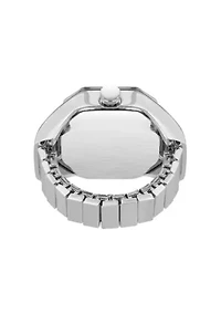 Nine West Women's Quartz Iconic Pink and Silver-Tone Metal Alloy Ring Watch, 22mm