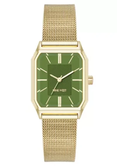 Women's Octagonal Gold-tone Metal Alloy Link Bracelet Watch
