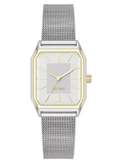 Women's Octagonal Two-tone Metal Alloy Link Bracelet Watch