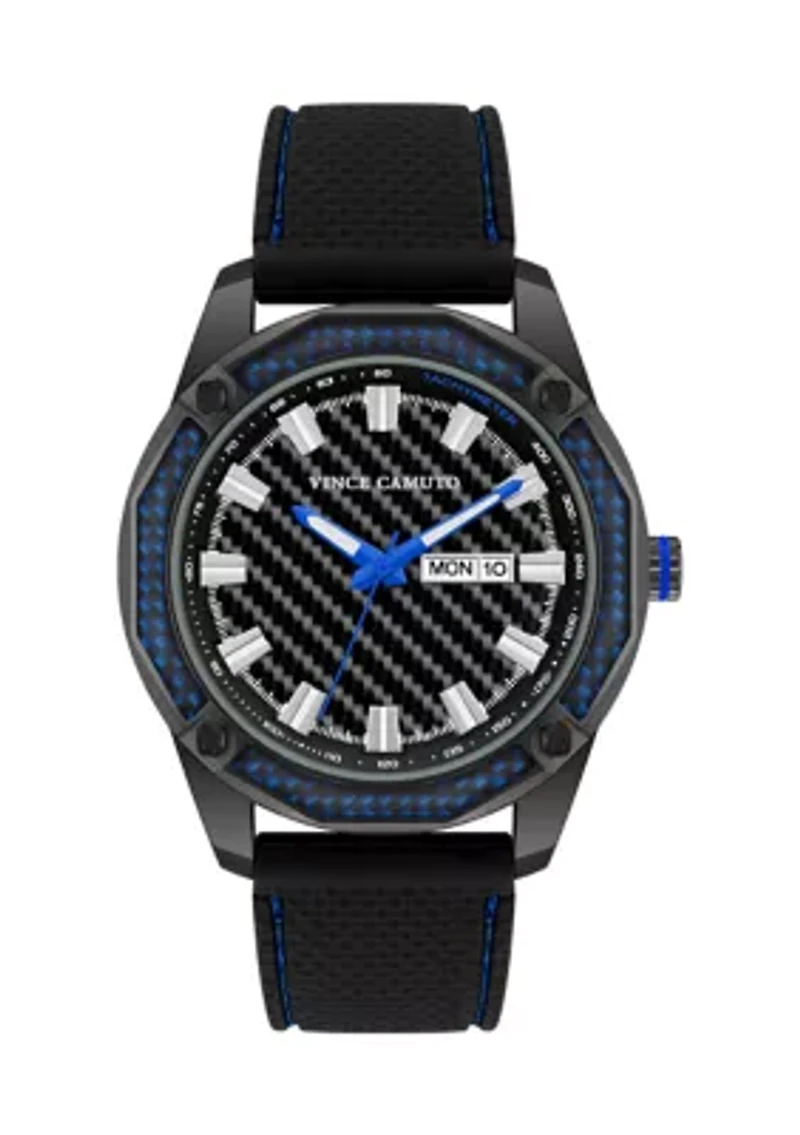 Quartz Textured Silicone and Metal Alloy Watch