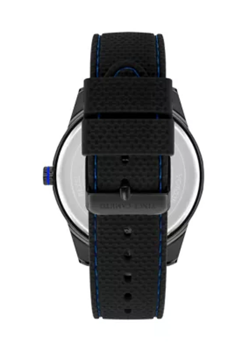 Quartz Textured Silicone and Metal Alloy Watch