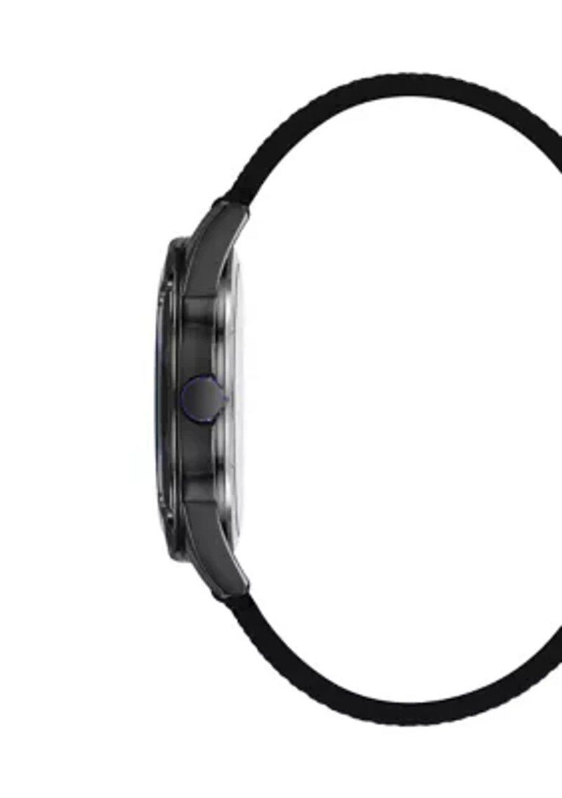 Quartz Textured Silicone and Metal Alloy Watch