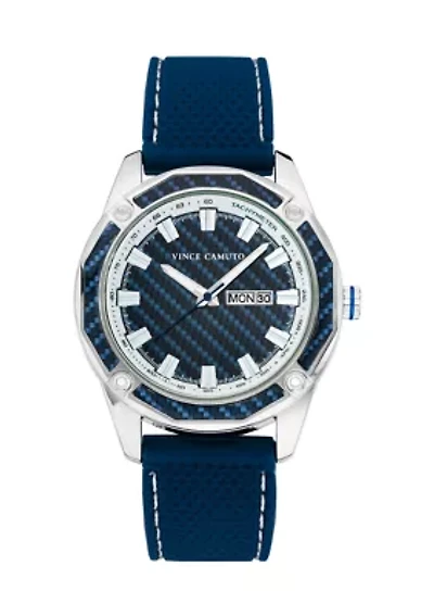 Quartz Textured Silicone and Metal Alloy Watch