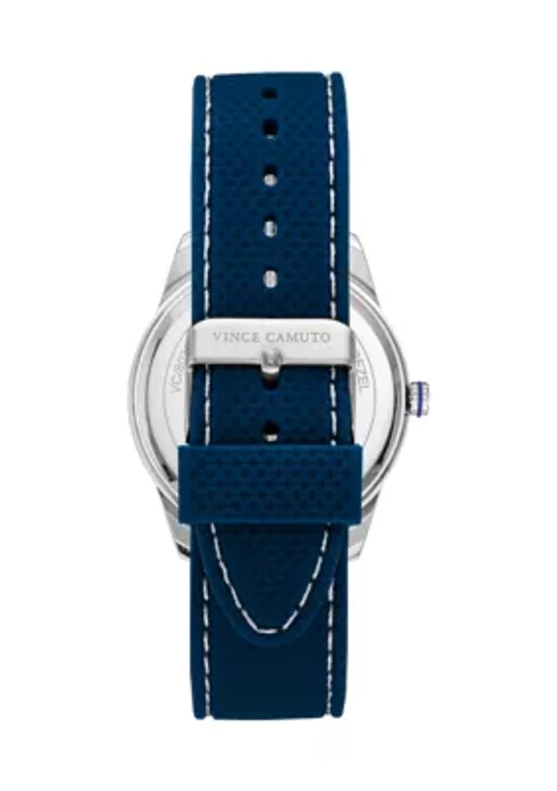 Quartz Textured Silicone and Metal Alloy Watch