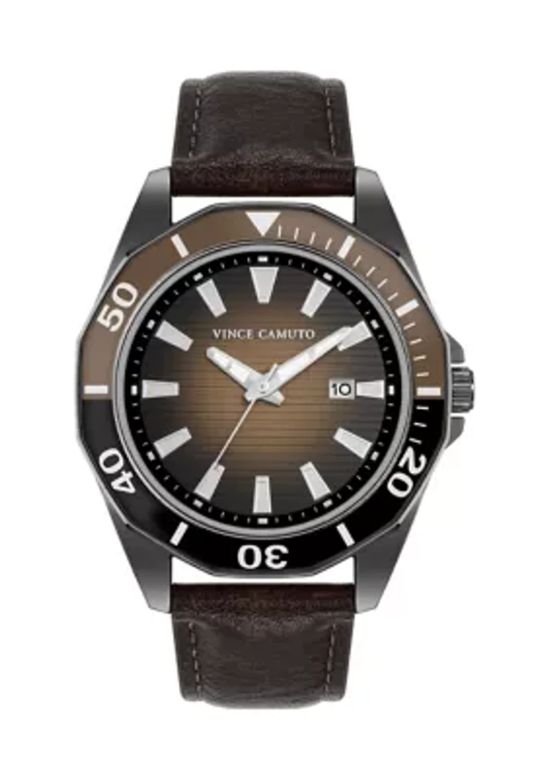 Quartz Essential Dark Brown Leather Band Watch