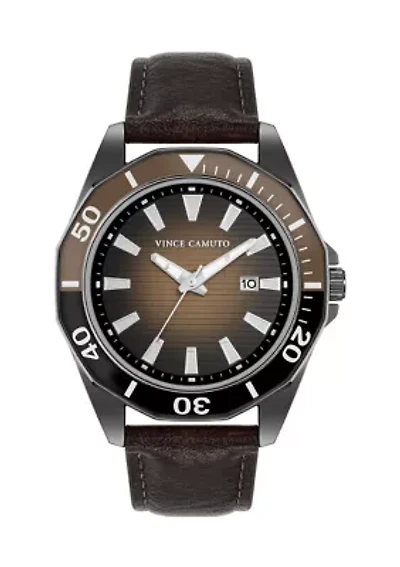 Quartz Essential Dark Brown Leather Band Watch