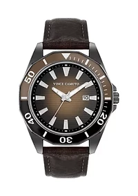 Quartz Essential Dark Brown Leather Band Watch