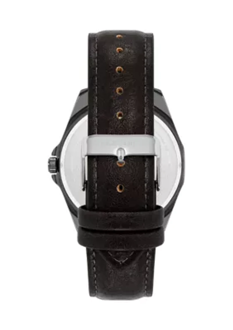 Quartz Essential Dark Brown Leather Band Watch