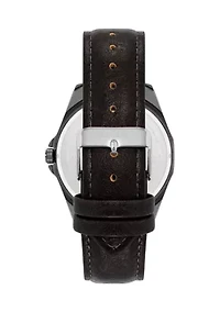 Quartz Essential Dark Brown Leather Band Watch
