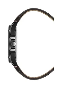 Quartz Essential Dark Brown Leather Band Watch