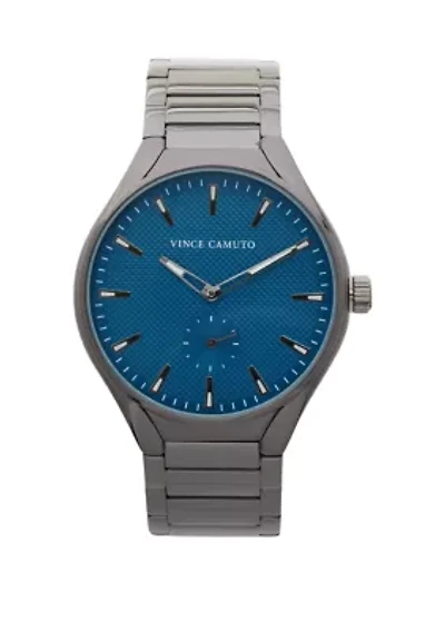 Dark Gray Metal Band Watch with Blue Dial 