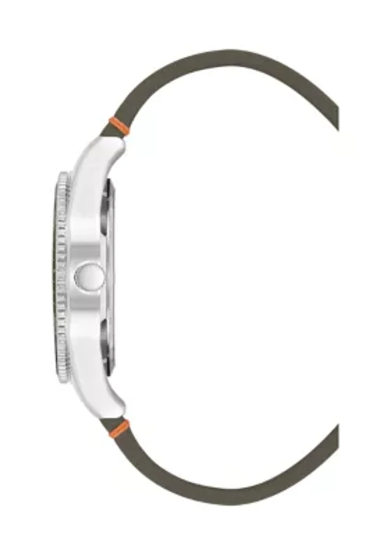 Quartz Bold Green PU Leather Band Watch
