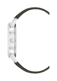 Quartz Sport Olive PU Leather Band Watch