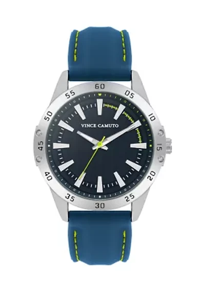 Quartz Silicone and Silver-Tone Metal Alloy Watch