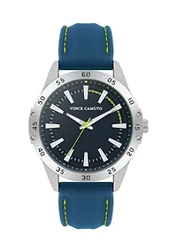 Quartz Silicone and Silver-Tone Metal Alloy Watch