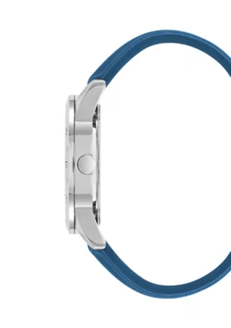 Quartz Silicone and Silver-Tone Metal Alloy Watch