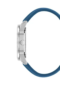 Quartz Silicone and Silver-Tone Metal Alloy Watch