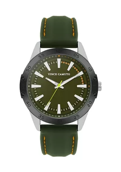 Quartz Silicone and Silver-Tone Metal Alloy Watch