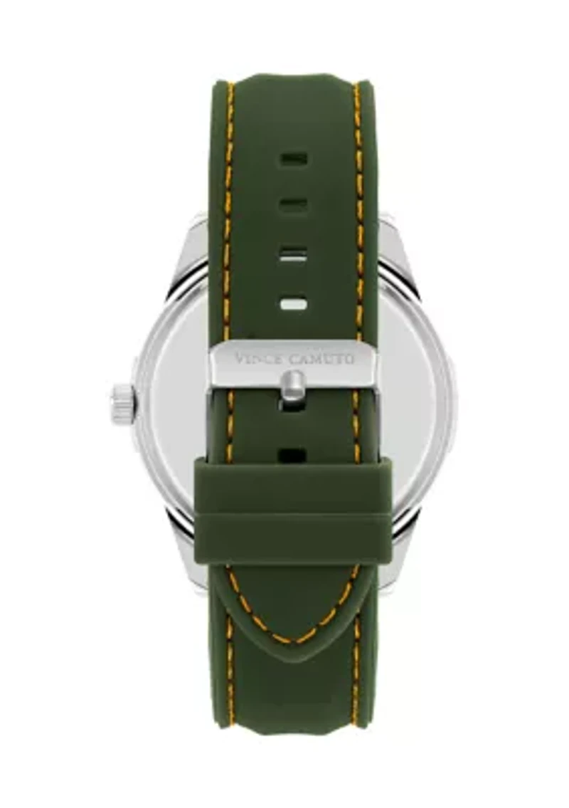 Quartz Silicone and Silver-Tone Metal Alloy Watch