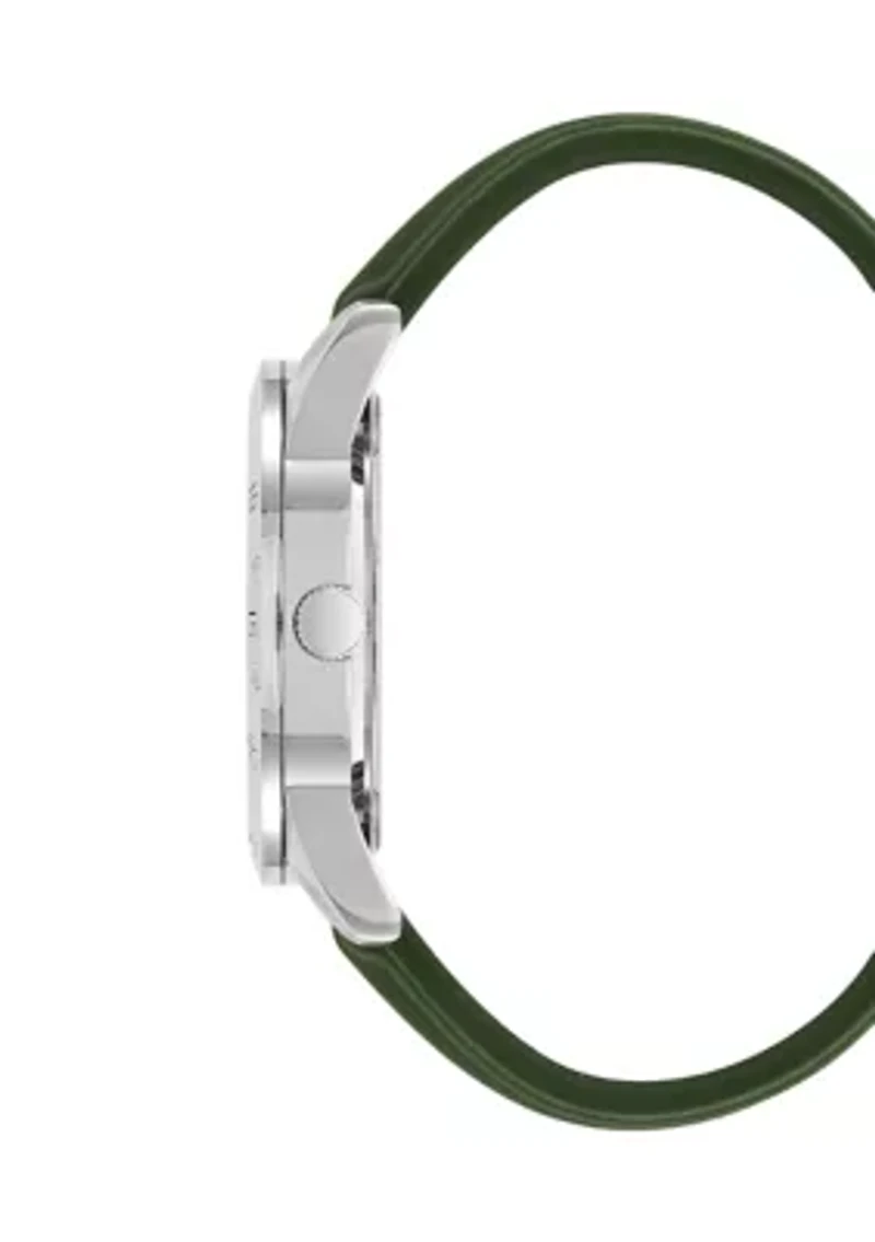 Quartz Silicone and Silver-Tone Metal Alloy Watch