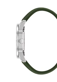 Quartz Silicone and Silver-Tone Metal Alloy Watch