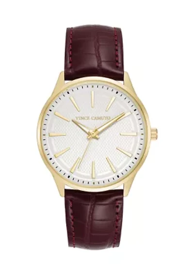Men's Quartz Leather Band Round Watch