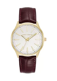 Men's Quartz Leather Band Round Watch