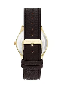 Men's Quartz Brown PU Leather Band Watch