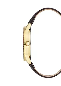 Men's Quartz Brown PU Leather Band Watch