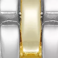 Quartz Two-Tone Metal Alloy Bracelet with Crystal Accented Silver Dial Watch