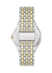 Quartz Two-Tone Metal Alloy Bracelet with Crystal Accented Silver Dial Watch