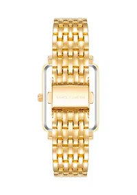 Quartz Gold-Tone Metal Alloy Crystal Bezel Watch
