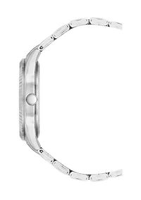 Quartz Polished Silver-Tone Metal Alloy with Light Blue Dial Watch