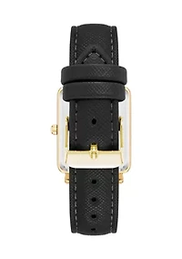  Black Faux Leather Band Watch  with Crystal 