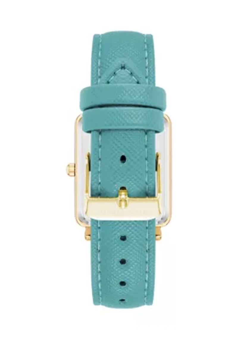 Quartz Faux Leather Crystal Accented Watch