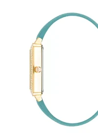 Quartz Faux Leather Crystal Accented Watch