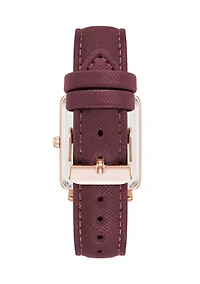  Purple Faux Leather Band Watch with Crystal 