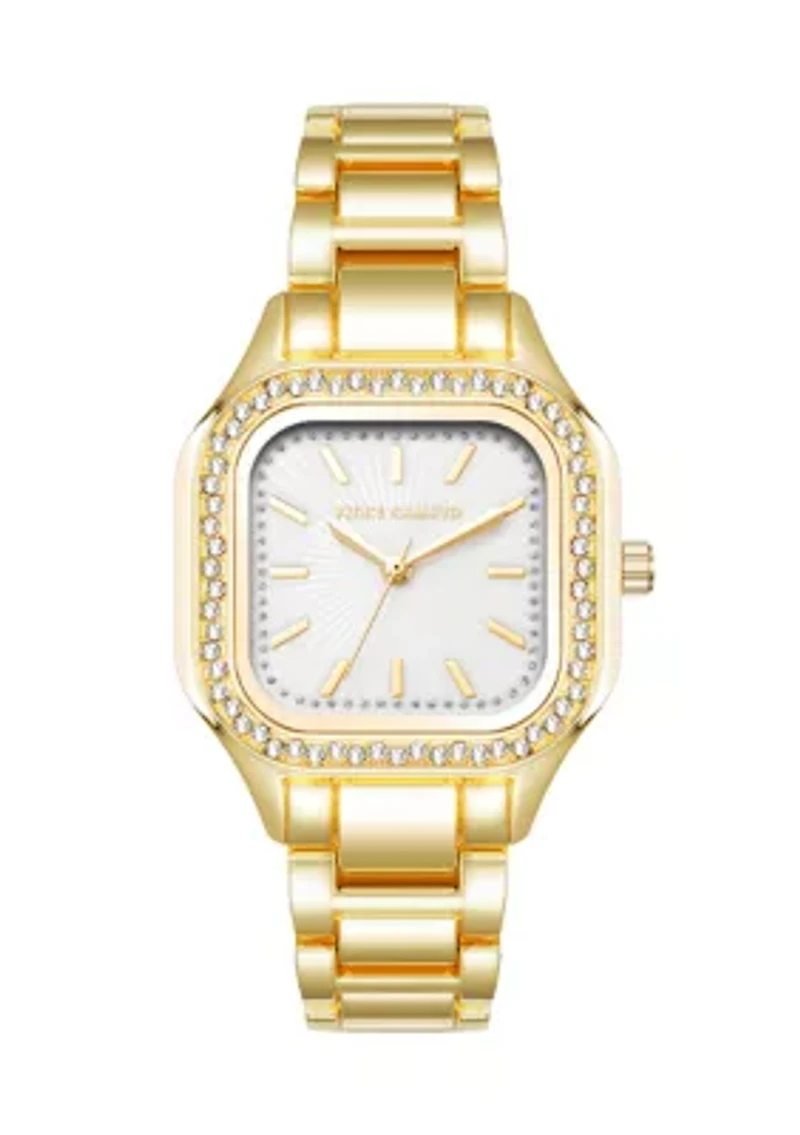 Gold Tone Mother of Pearl Glitz Watch