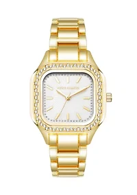 Gold Tone Mother of Pearl Glitz Watch