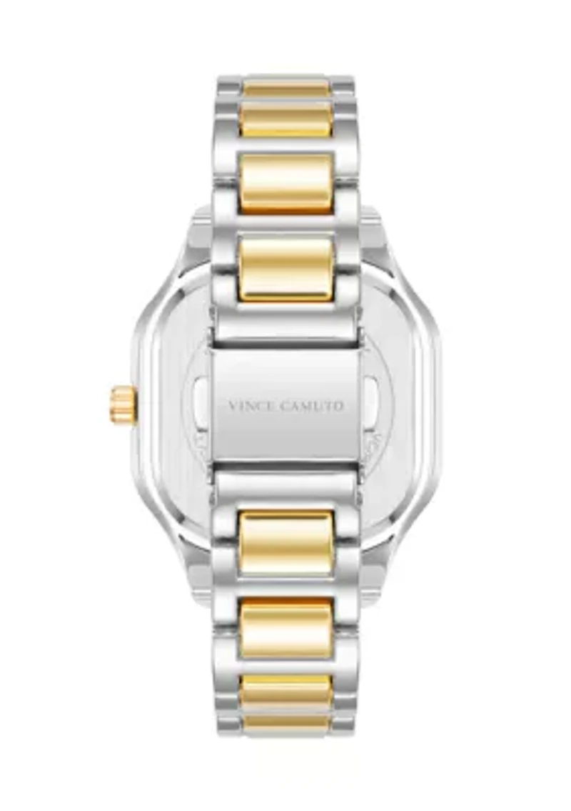  Two Tone Metal Band Watch with Crystal 